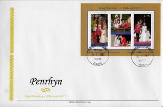 Penrhyn 2011 Fdc Royal Wedding 2v Sheet Cover Prince William Kate Middleton photo