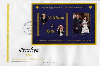 Penrhyn 2011 Fdc Royal Engagement 1v Special Sheet Cover Prince William Kate photo