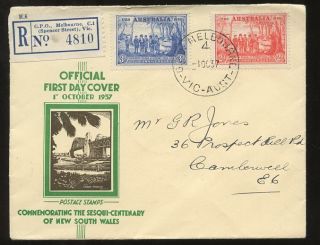Australia 1937 South Wales 2 Values On Regist.  Illustrated First Day Cover photo