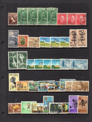 Nz Selection Of Duplicated 1953/74 Qe11 Defs & Commems Values To 10/ - photo
