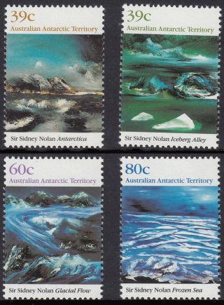1989 Aat/antarctic/polar/landscape Painting/iceberg/glacier/ Frozen Sea Vf photo