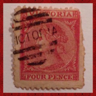 Australia - Victoria State Qv 1867: - 4d Red With Victoria State Cds As Per Scan photo