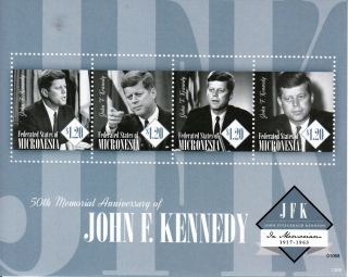 Micronesia 2013 John F Kennedy 50th Memorial Anniv 4v M/s Jfk Us Presidents photo