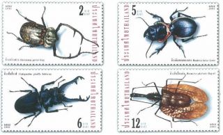 Thailand Stamp,  2001 2085 - 2088 Insects (2nd Series),  Beetle,  Bird,  Wildlife photo