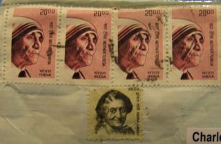India 4 Mother Teresa & 1 Indira Gandhi :,  Postmarked + Buy - It - Now Bonus photo