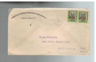 1921 Puerto Plata Dominican Republic American Foreign Banking Comp Cover To Usa photo