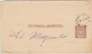 Argentina - 1889 1/2 C Brown Buenos Aires Usage Wrapper Cover Postman Trip 3 photo