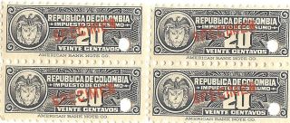 Republica De Colombia 4.  C.  1940 Fiscals W/ Specimen Ovpts Impuestos Consumo photo