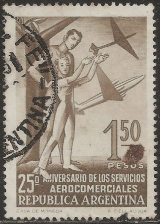 1955 Argentina: Scott 645 25th,  Commercial Air Services (1.  50p Olive Gray) photo