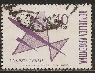 1967 Argentina: Scott C109 - Symbolic Airplane (40p - Grayish Violet) - photo