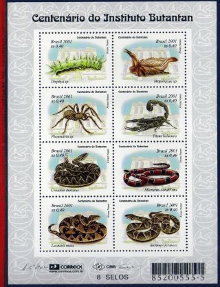 2782 - Brazil 2001 - Insects,  Reptiles,  Snakes,  Mi 3132 - 3239,  S/s photo