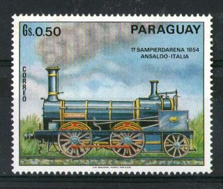 Paraguay Gs 0.  50 Italian Steam Locomotive Commemorative Stamp photo