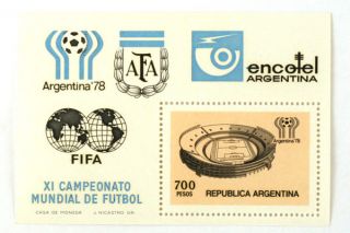 1978 Argentina 700 Pesos Stamp Fifa Soccer Futbol World Cup Souvenir Sheet photo