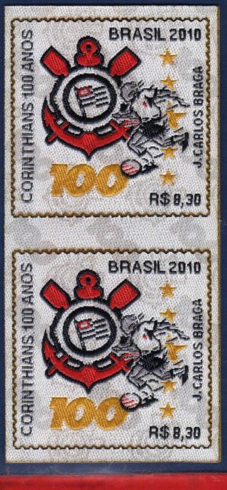 10 - 26d2 Brazil 2010 Unusual - Football/soccer Corinthias - Stamp In Cloth photo