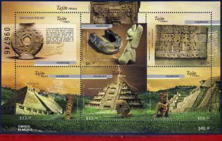 9 - 2 Mexico 2009 - Tajin,  Archaeology,  Pyramid,  Souvenir Sheet photo