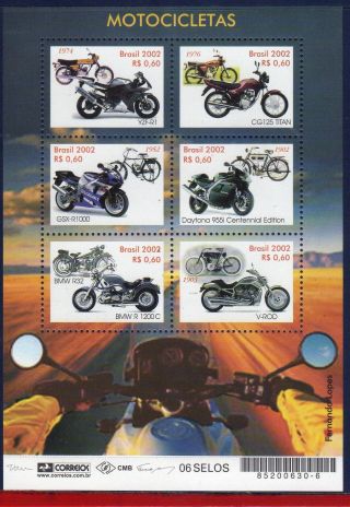2858 Brazil 2002 - Motorcycles,  Motorbikes,  Transport,  Sc 2858,  Mi 3270/75 photo