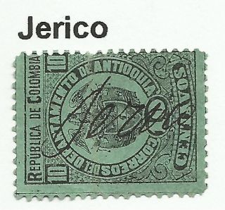 Colombia - Antioquia.  1889.  10c Black On Green.  