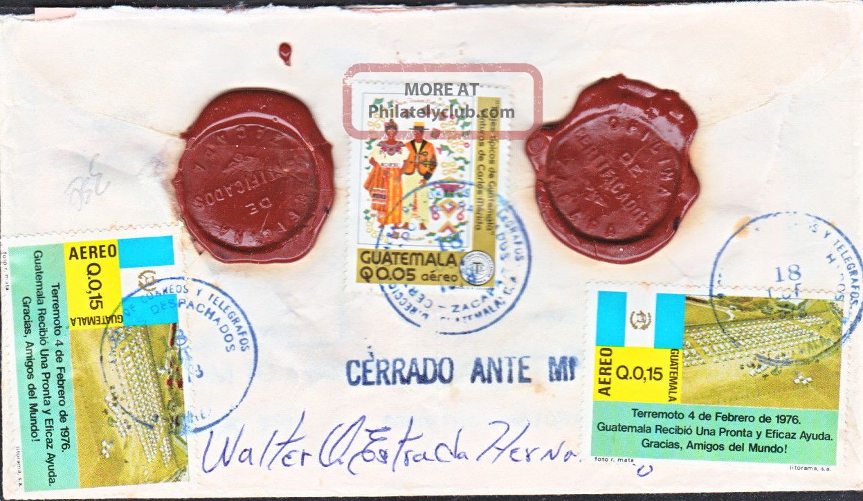 Guatemala 1978 Registered - Insd Cvr W/two Wax Seals Zacapa (ws124) Latin America photo