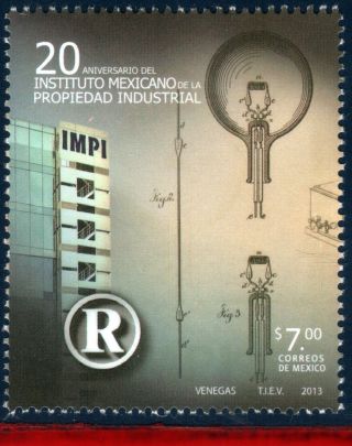 13 - 40 Mexico 2013 - Institute Of Industrial Property,  20th Anniv. ,  Lamp, photo