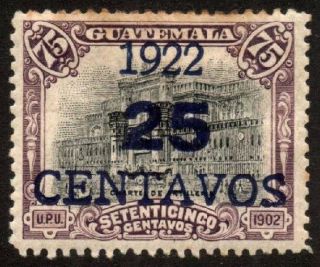 1922 Guatemala - No.  192 (c) Type Viii - 25c On A 75cts.  Lilac - Mh/og,  Cv$6.  00 photo