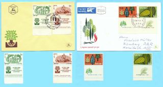 Israel Fdc 1960 1961 Pine Tree Forest Afforestation Full Tabs Refugee Year photo