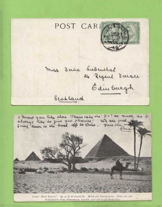Egypt Pyrimids Postcard With ' Luxor Hotel ' Cancel photo