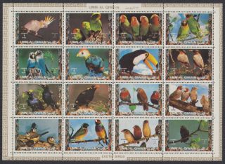 Umm Al Qiwain - 1972 Exotic Birds - 1st Series (16v) Sheetlet Um / photo