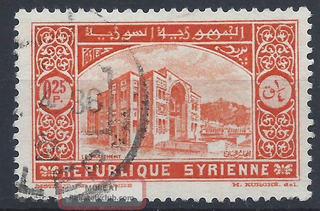 Syria 1934 Sg273 0p.  25 Vermilion Establishment Of Republic A 019 Middle East photo