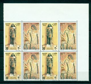 Egypt 1990 Block Of 4x2 Stamp Day - Ranorf & Hoteb - Michel No 1139 - 1140 photo