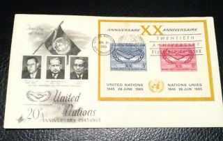 1965 United Nations First Day Cover 20th Anniversary San Francisco Cancel photo