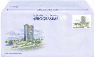 United Nations 1989 39c Airletter Un Building York photo