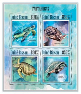 Guinea - Bissau 2013 Sea And Land Turtles 4 Stamp Sheet Gb13504a photo