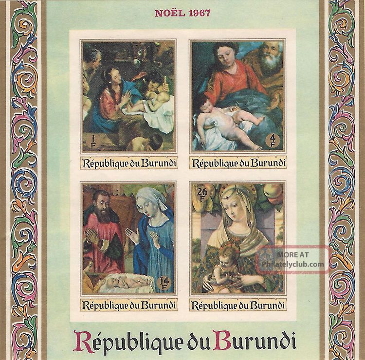 Burundi Christmas 1967 Inp S/s Crivelli Madonna And Child Painting Topical Stamps photo