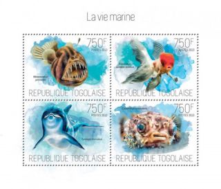 Togo 2013 - Marine Life And Fishes Of Togo 4 Stamp Sheet 20h - 780 photo