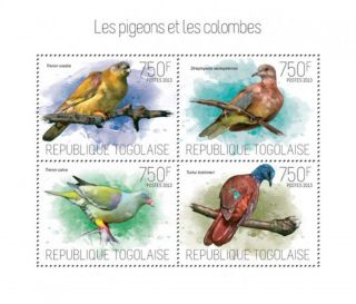 Togo 2013 - Doves And Pigeons 4 Stamp Sheet 20h - 788 photo