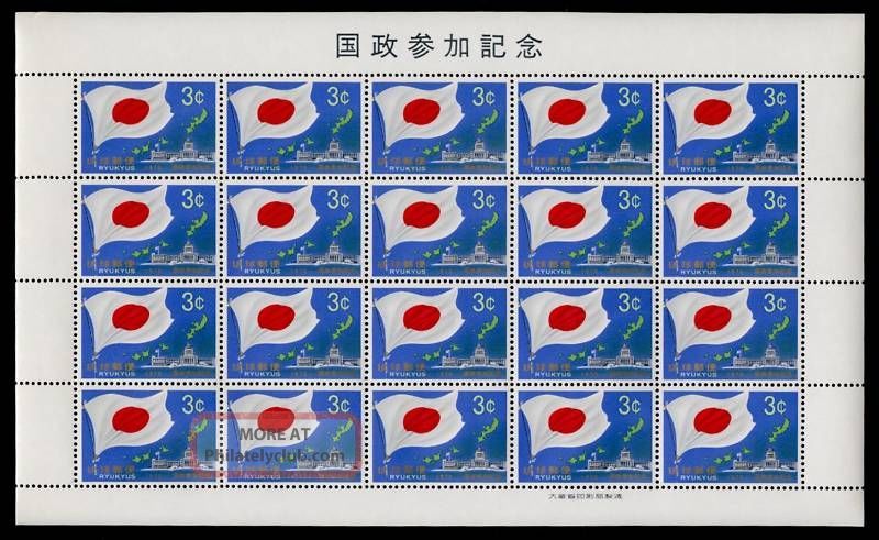 Ryukyu Islands 206 Sheet Flag,  Map,  Architecture Topical Stamps photo