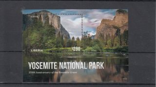 Liberia 2014 Yosemite National Park 1v S/s Grant 150th Anniv El Capitan photo