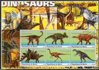 Benin 2003 Dinosaurs Pre Historic Animals Mammoth Sheetlet Of 6 9176 photo