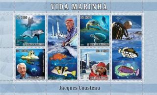 St Thomas - Cousteau & Marine Life - 8 Stamp Sheet - St7306a photo