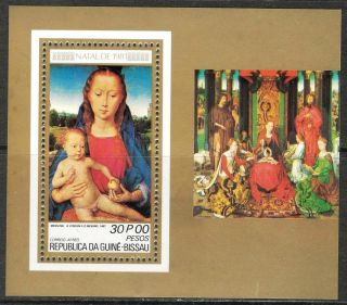 Guinea Bissau 1981 Cristmas Art Paintings Madonna Memling S/s photo