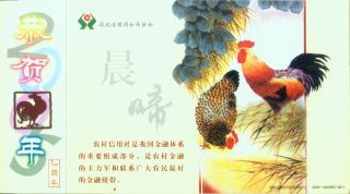 China Year Of Cock Rooster Zodiac Bird Stamped Postcard 001 photo