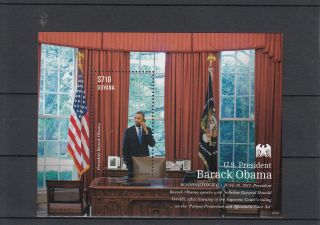 Guyana 2013 Us President Barack Obama I 1v S/s White House Verrilli photo