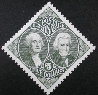 1995 Us 2592 Mlh Washington & Jackson Us Presidents Regular Issue $5 Diamond photo