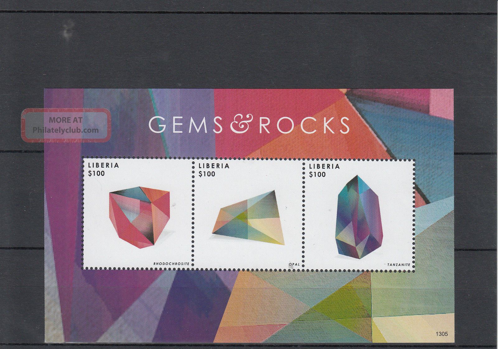 Liberia 2013 Gems & Rocks Ii 3v M/s Rhodochrosite Opal Tanzanite Gemology Topical Stamps photo