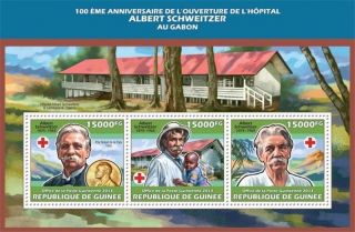 Guinea - 2013 Schweitzer 100th Anniversary - 3 Stamp Sheet - 7b - 2279 photo
