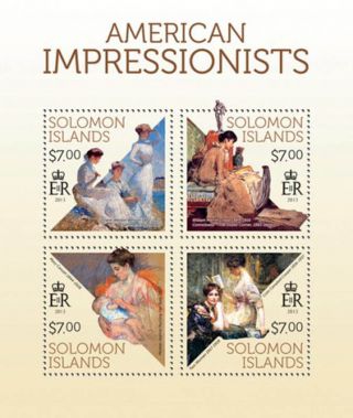 Solomon Islands 2013 American Impressionists 4 Stamp Sheet 19m - 305 photo