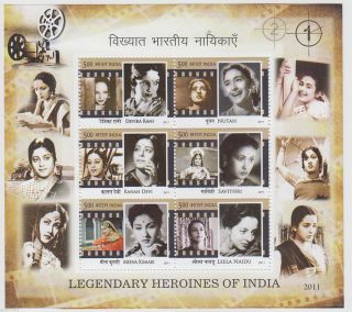 India 2011 Legendry Heroines Films Cinema Actresses 6v S/s 62489 S photo