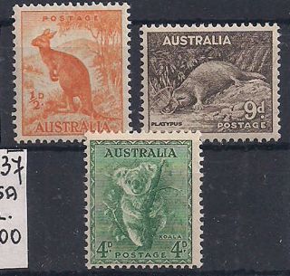 Australia - 1937 Wildlife Mlh - Vf 137c+144c+147c photo
