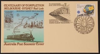 1983 Railway Souvenir Cover Pictorial Postmark Centenary Rail Link photo