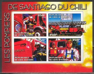 2004 Firetrucks Firemans Of Santiago Of Chile S/s Imperf. photo